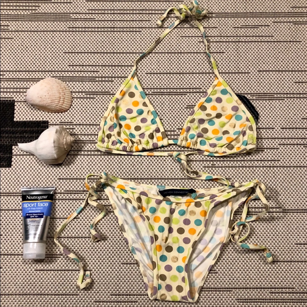 NWOT | FCUK | ITSY BITSY YELLOW POLKA DOT BIKINI.